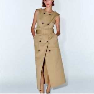 Zara women belted gabardine dress NWT size S